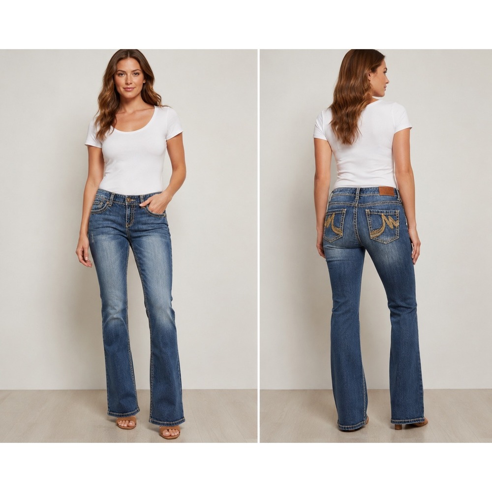 Maurices Womens Bootcut Jeans Size 7/8-XS Medium Wash Embroidered Back Pocket